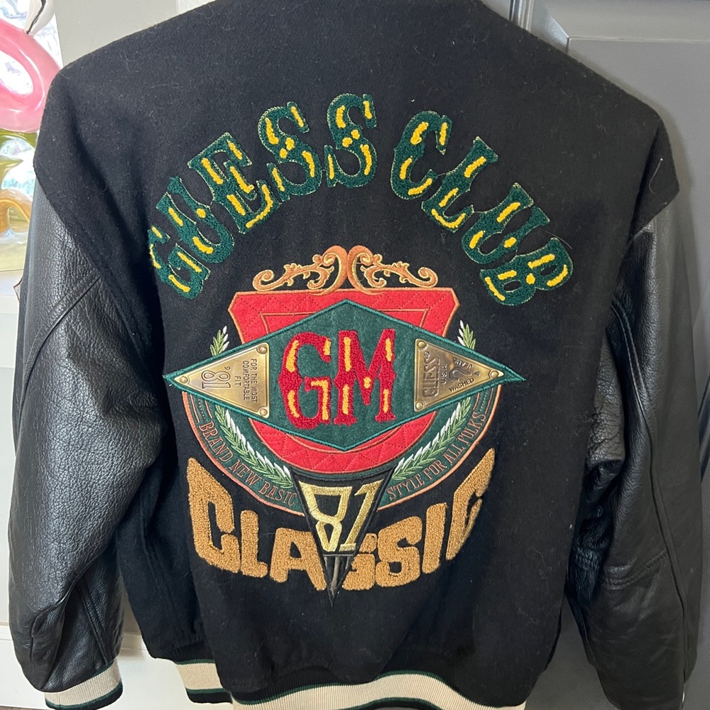 Vintage women’s Guess wool and leather varsity jacket
